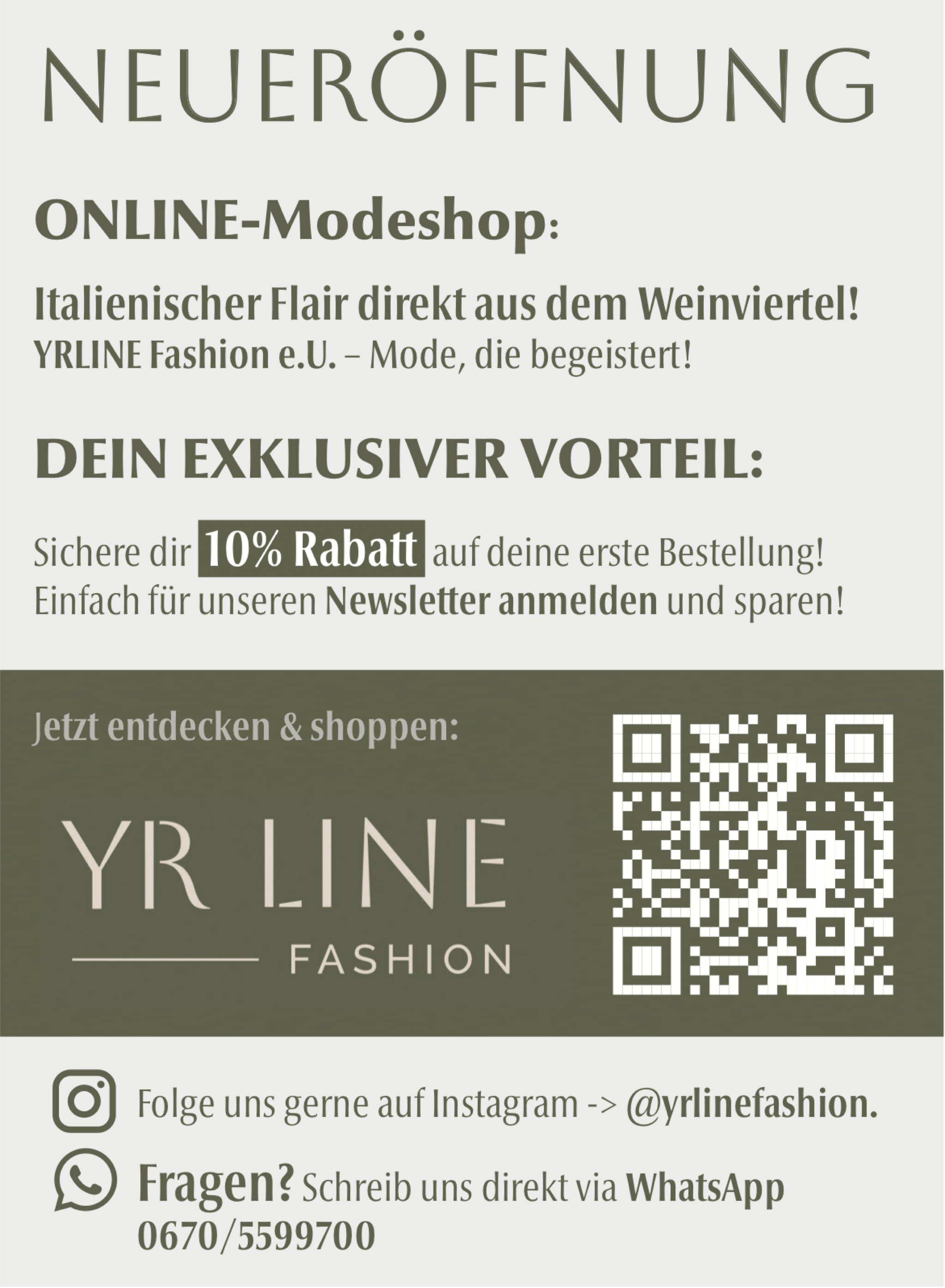 YRLINE Fashion Werbeanzeige in der NÖN Korneuburg - Woche 17/2026