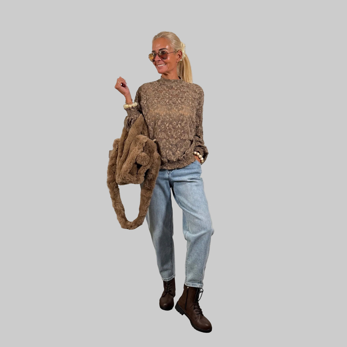 Spitzen Langarmshirt Floral - Farbauswahl