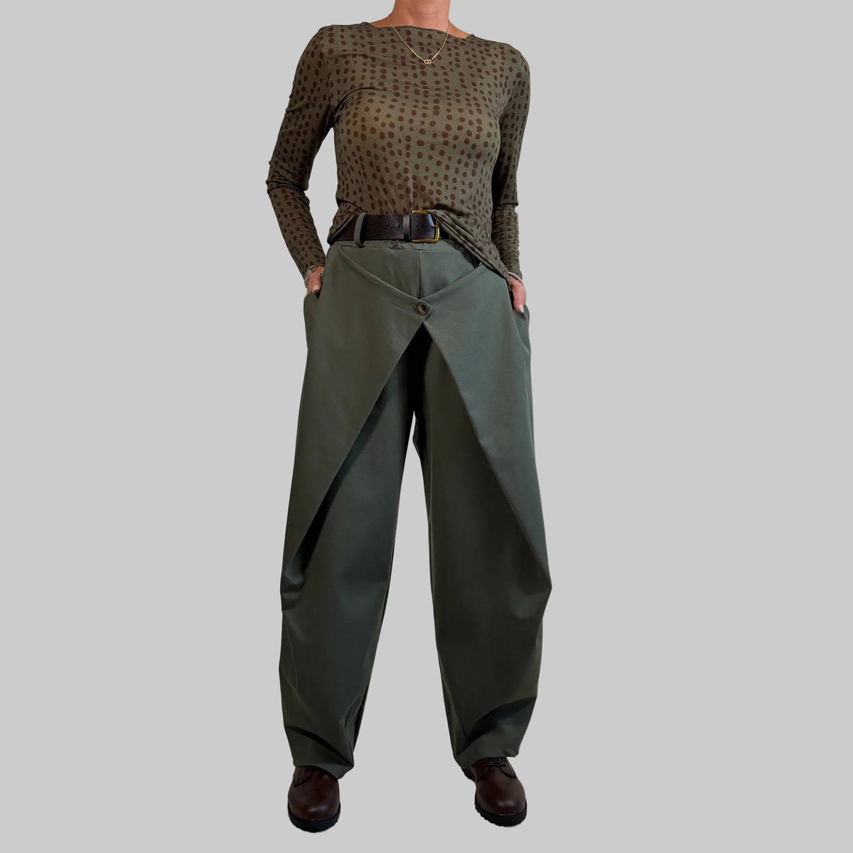 Stretch Wide Leg Hose Knopf - Farbauswahl