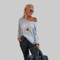 Feinstrickpullover Häkelblume - Farbauswahl