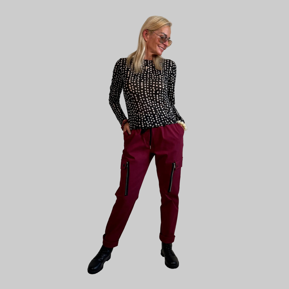 Kaschmir Langarmshirt Polka Dots - Farbauswahl