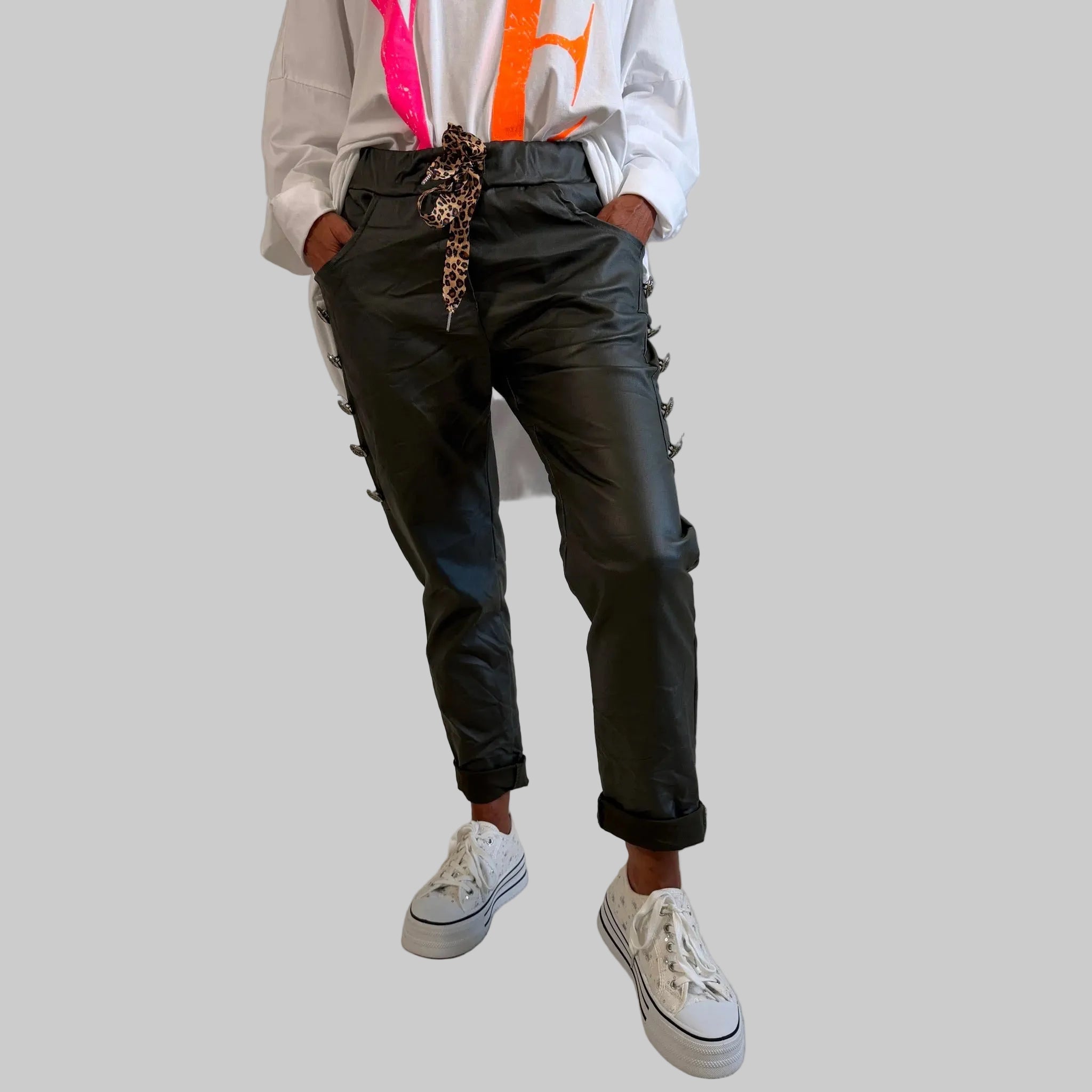 Leder Stretchhose