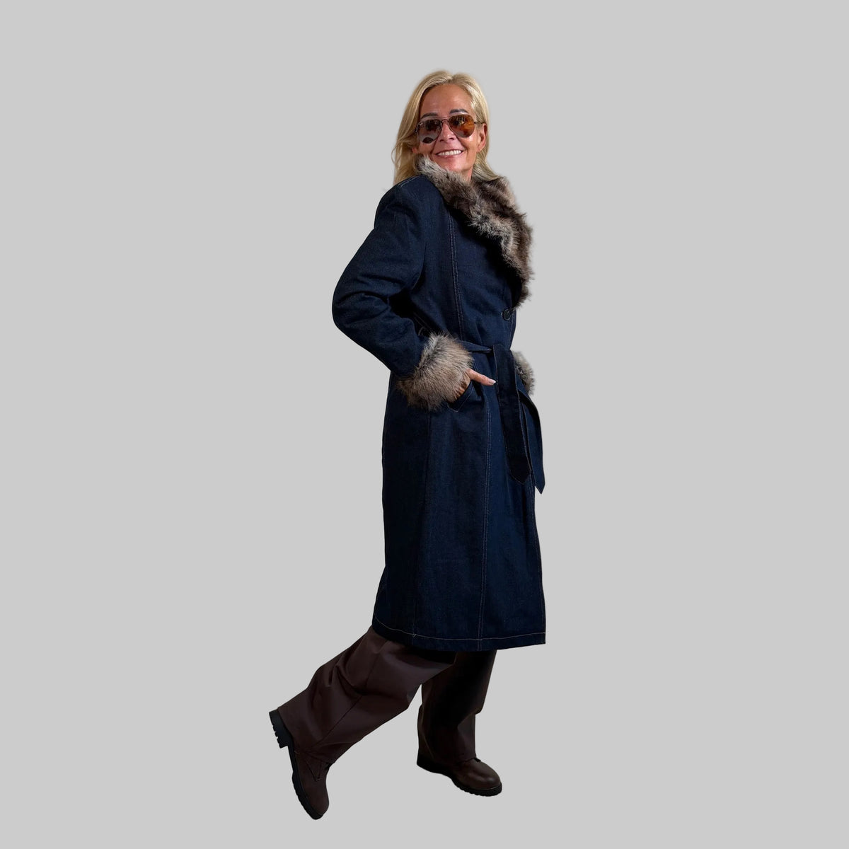 Jeansmantel Faux Fur - Warm Lined