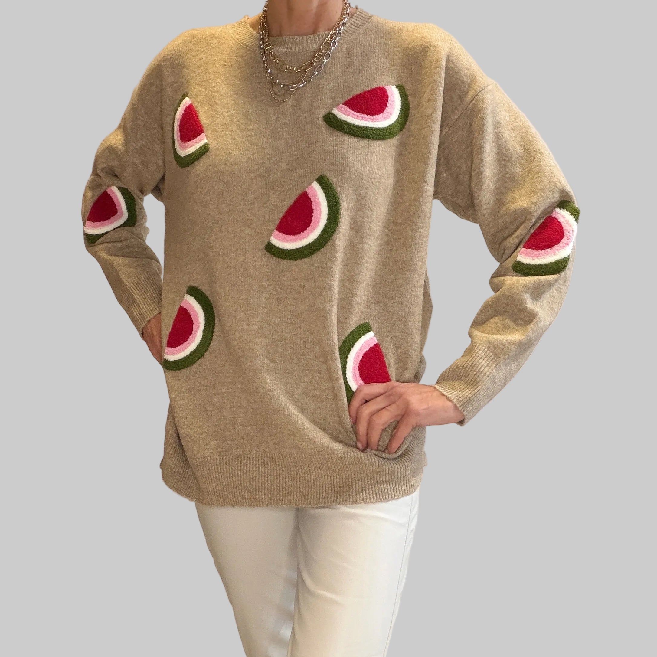 Feinstrickpullover - Melone