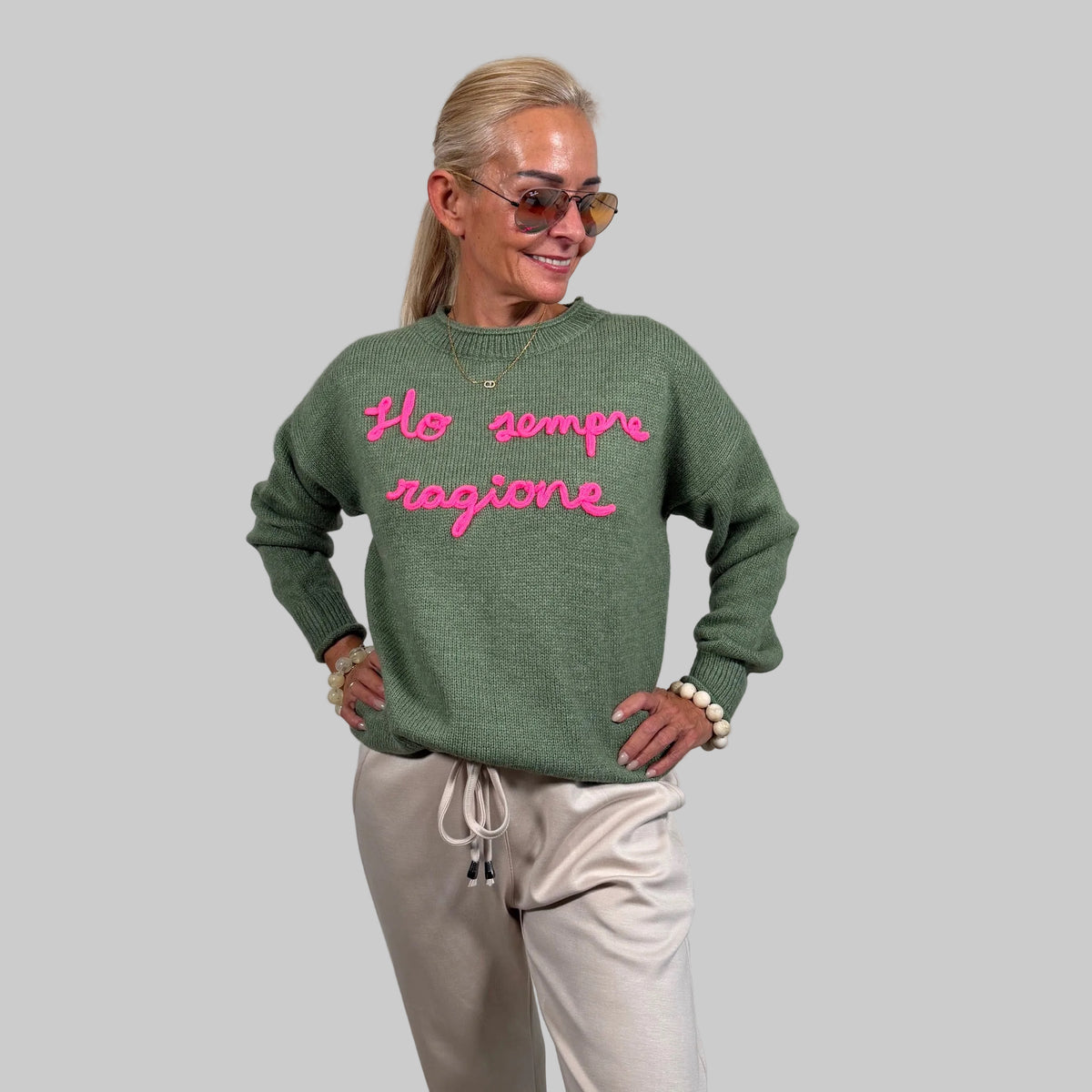 Strickpullover "Ho sempre ragione" - Farbauswahl