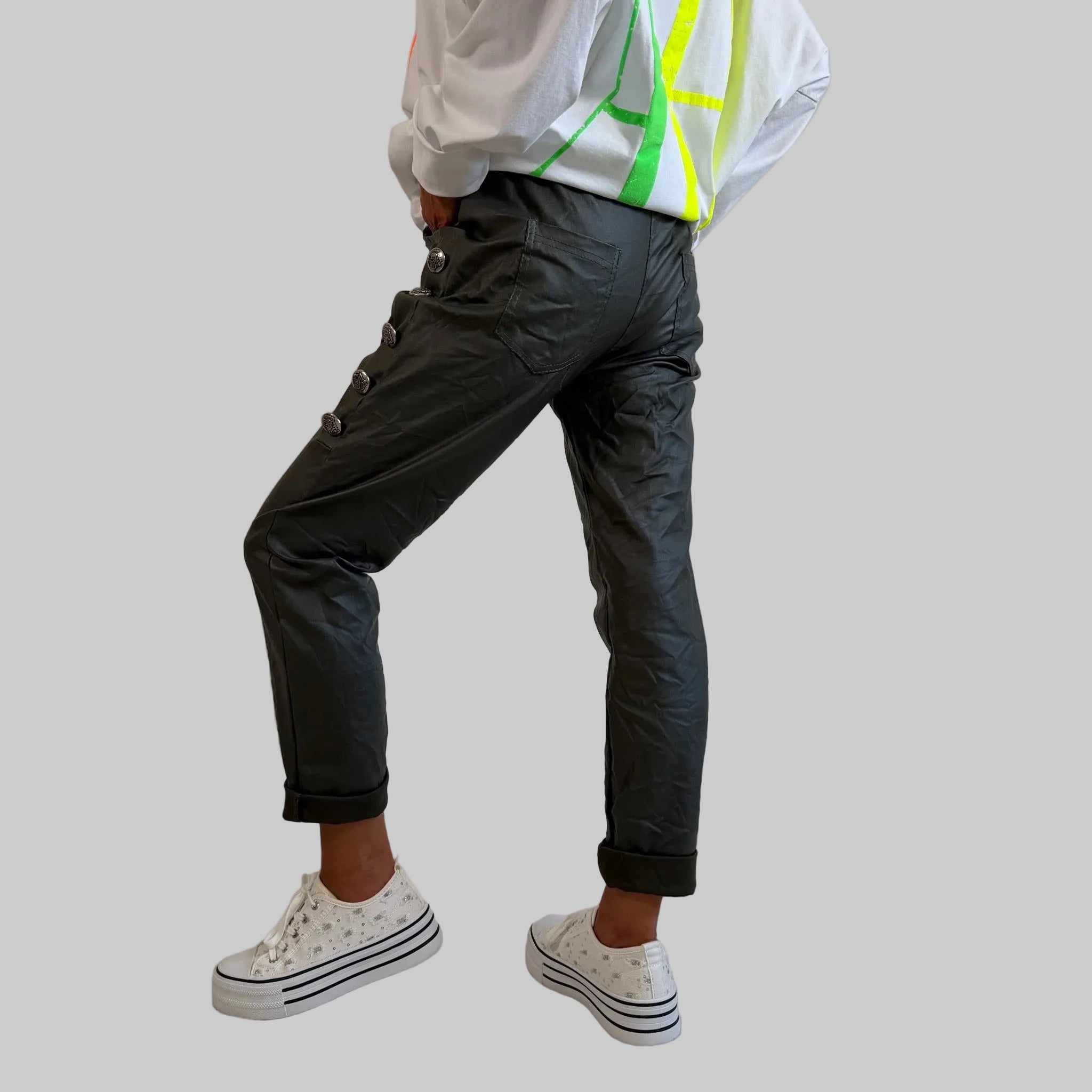 Leder Stretchhose