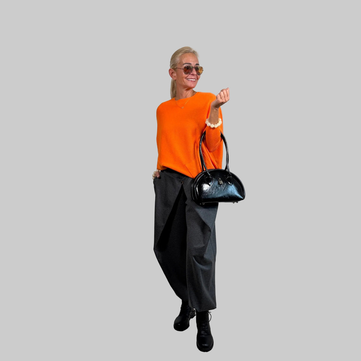 Stretch Wide Leg Hose Knopf - Farbauswahl