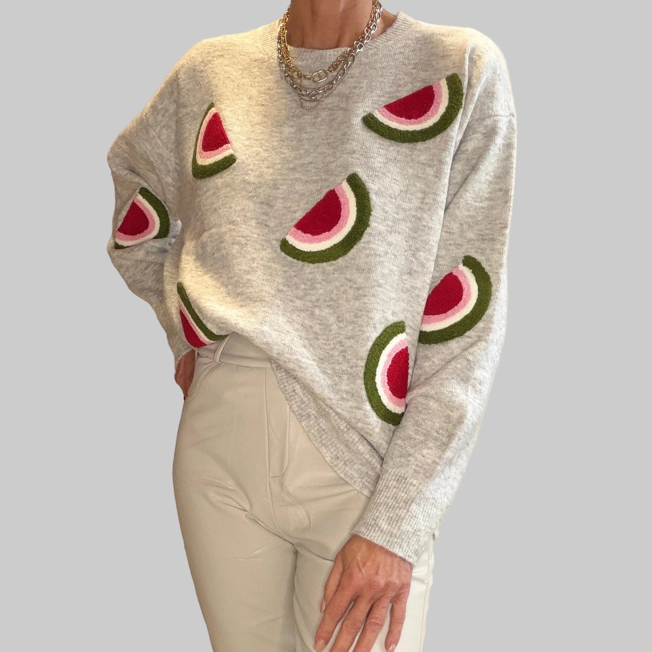 Feinstrickpullover - Melone