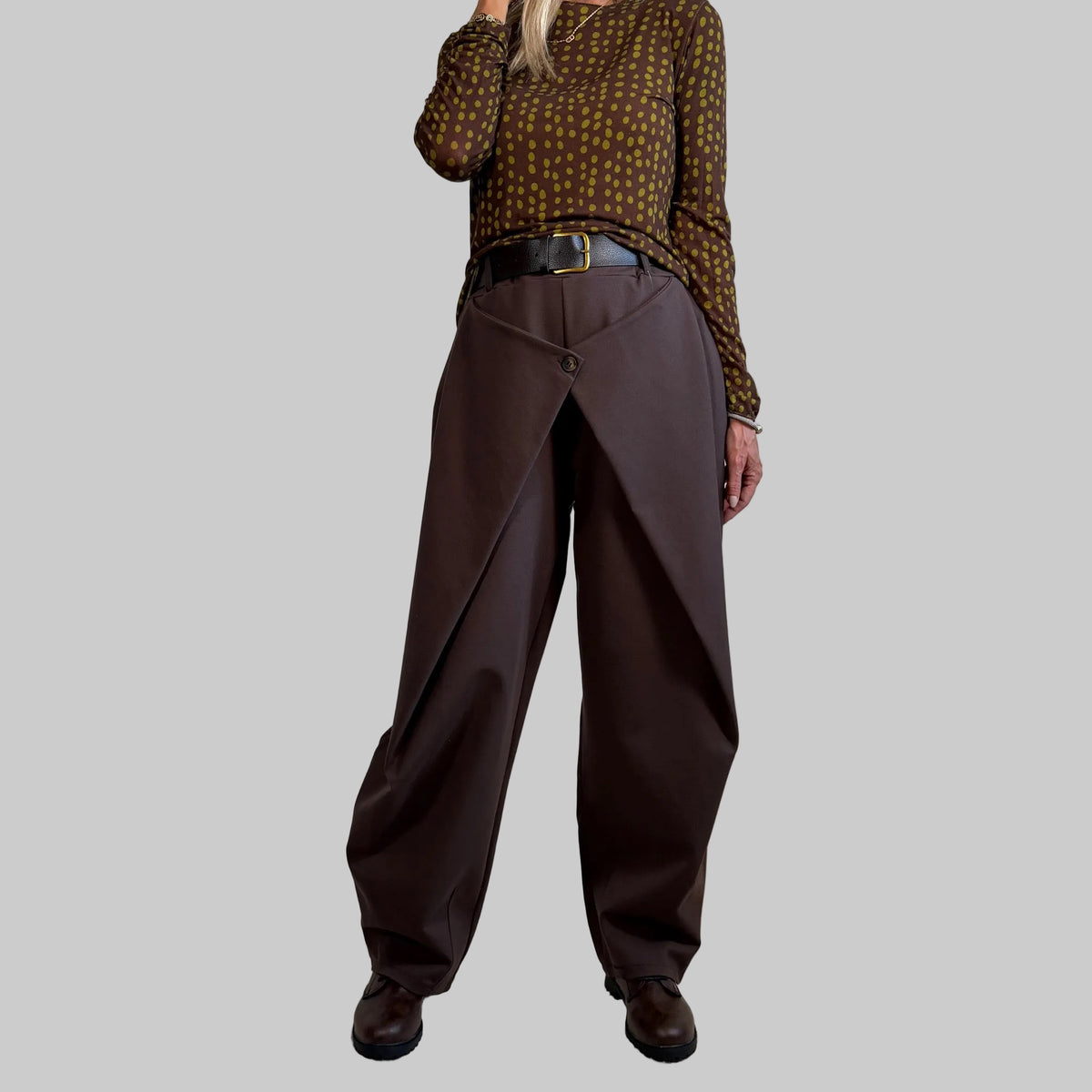 Stretch Wide Leg Hose Knopf - Farbauswahl