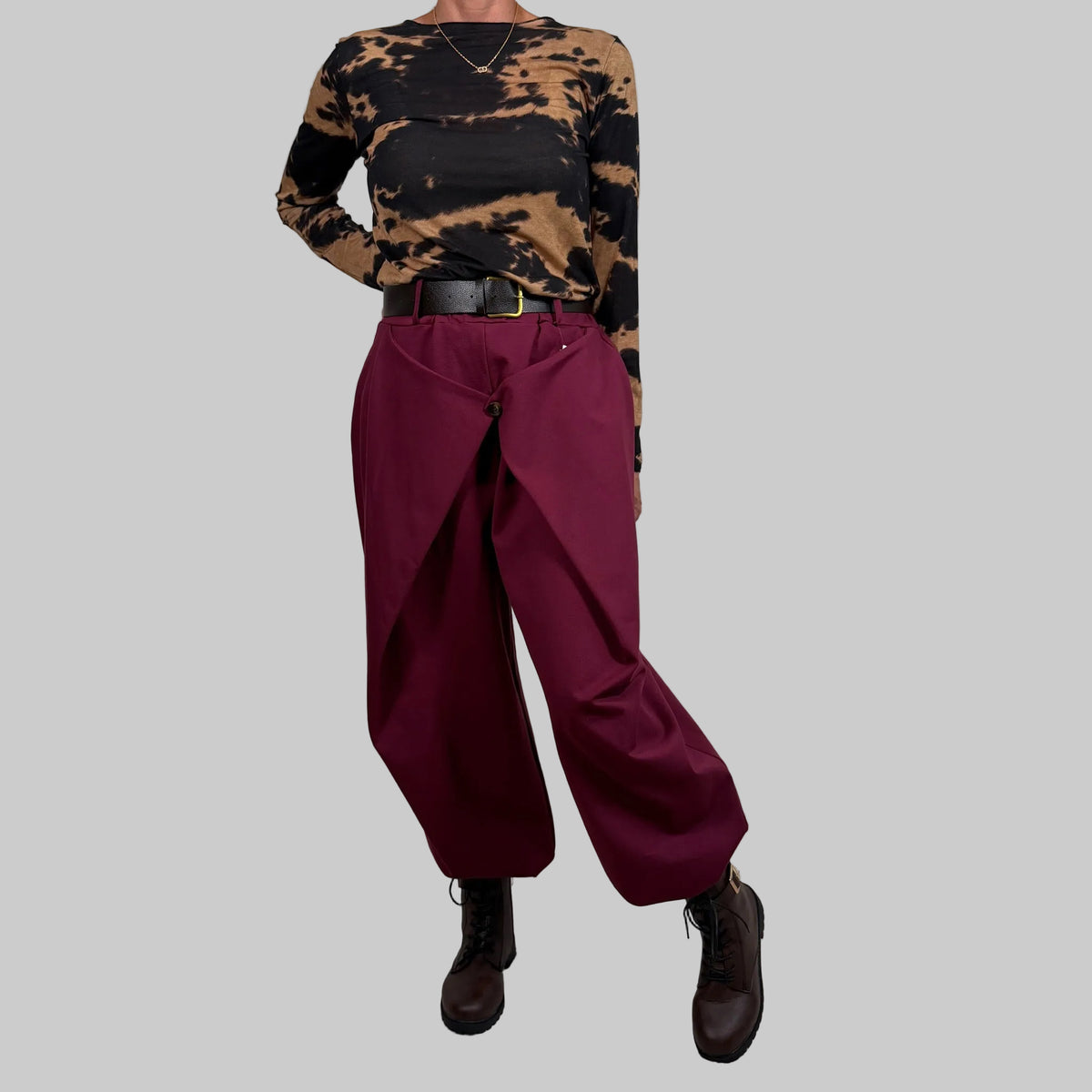 Stretch Wide Leg Hose Knopf - Farbauswahl