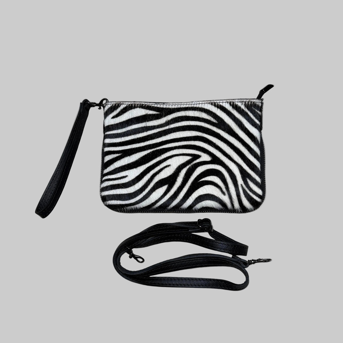 Leder Clutch mit Zebradetails