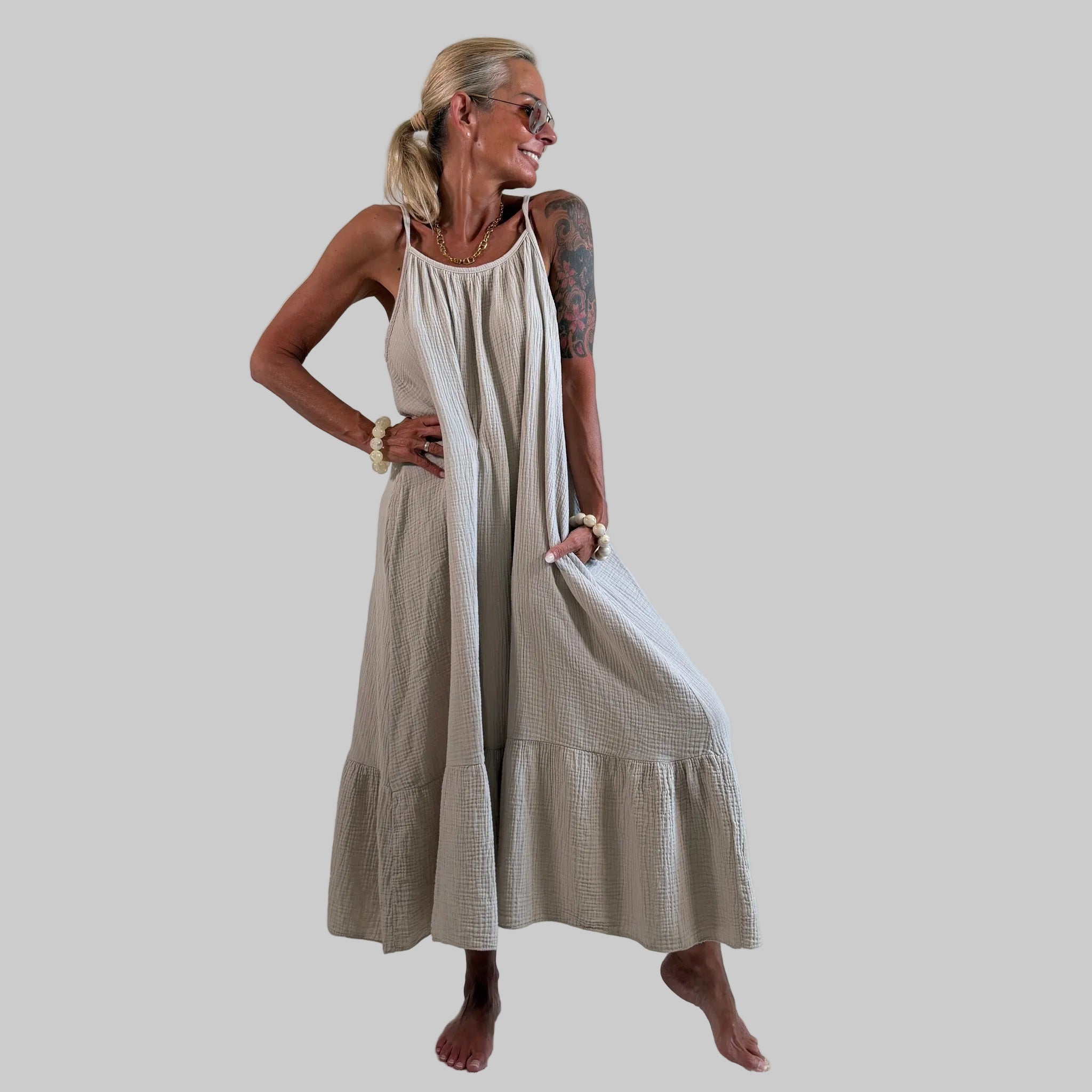Musselin Uni Sommerkleid - Farbauswahl