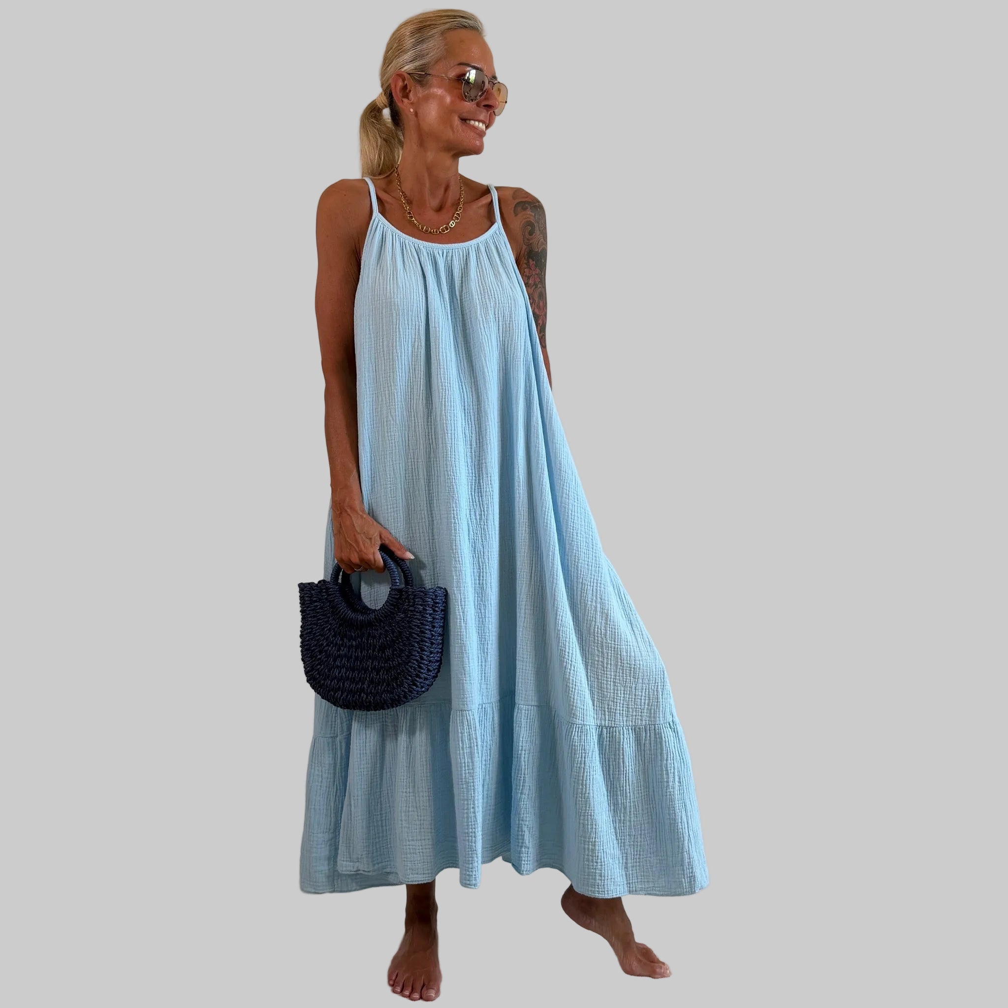 Musselin Uni Sommerkleid - Farbauswahl