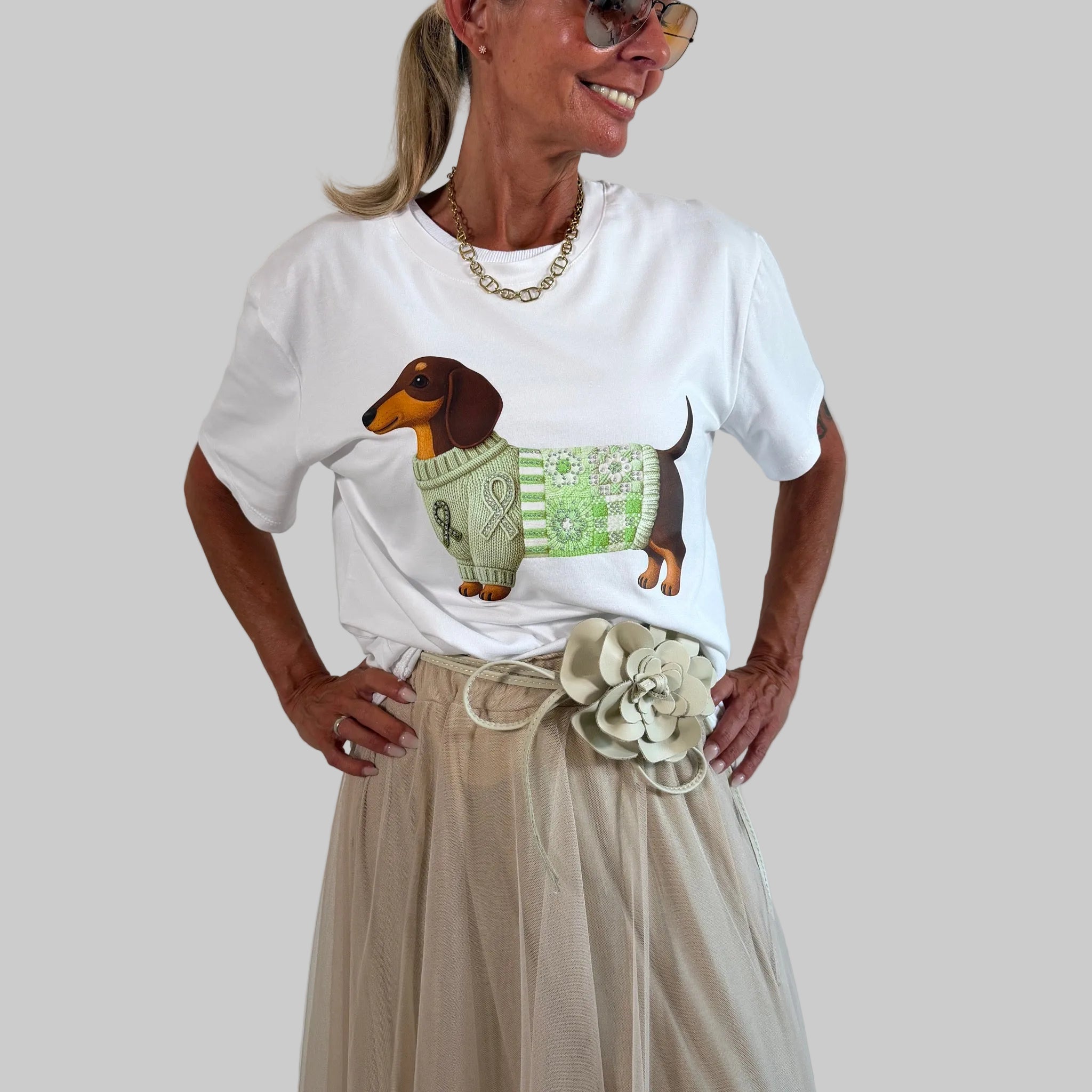 T-Shirt Dackel Glitzerbody - Farbauswahl