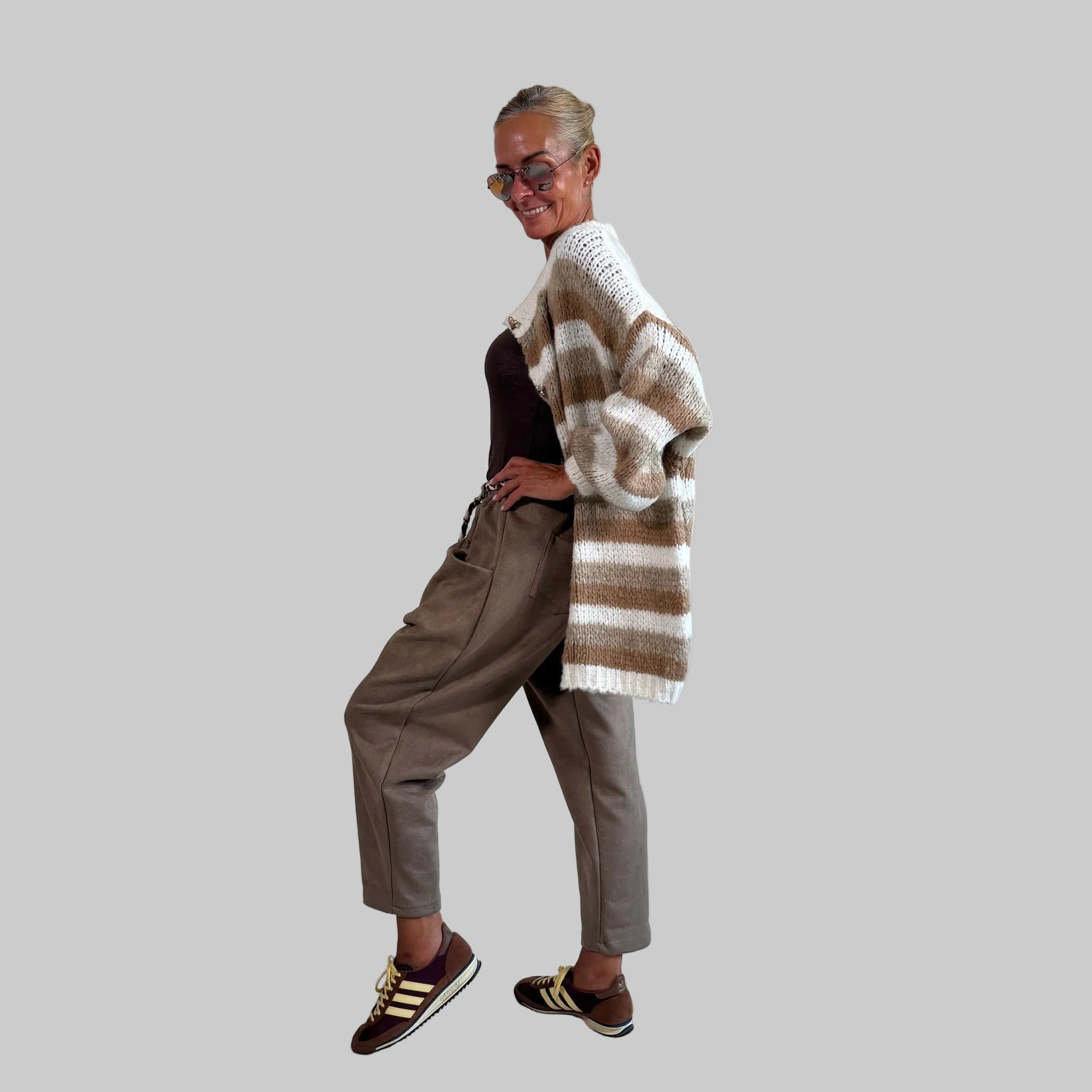 Cozy Oversized Strickweste Streifen - Farbauswahl