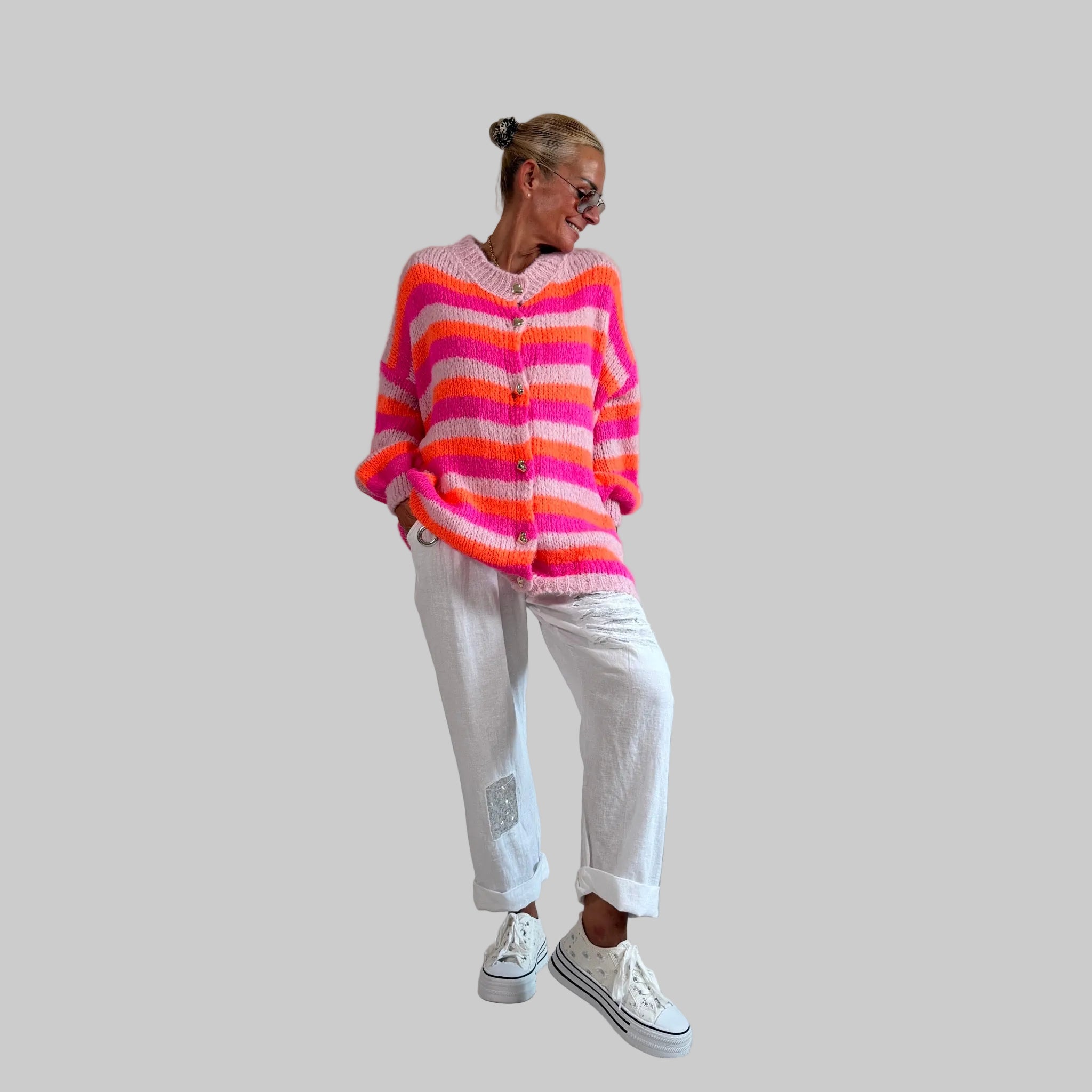 Cozy Oversized Strickweste Streifen - Farbauswahl