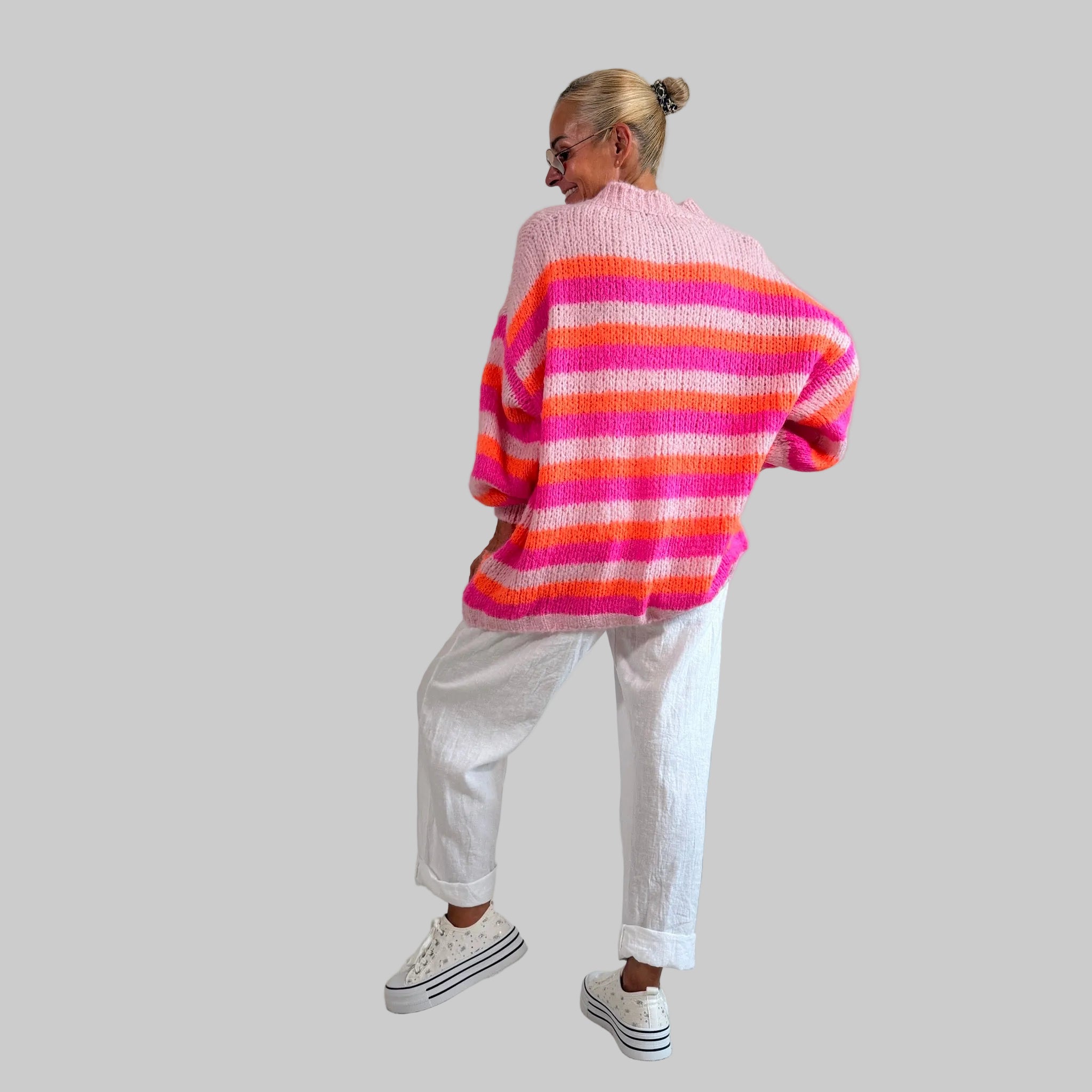 Cozy Oversized Strickweste Streifen - Farbauswahl