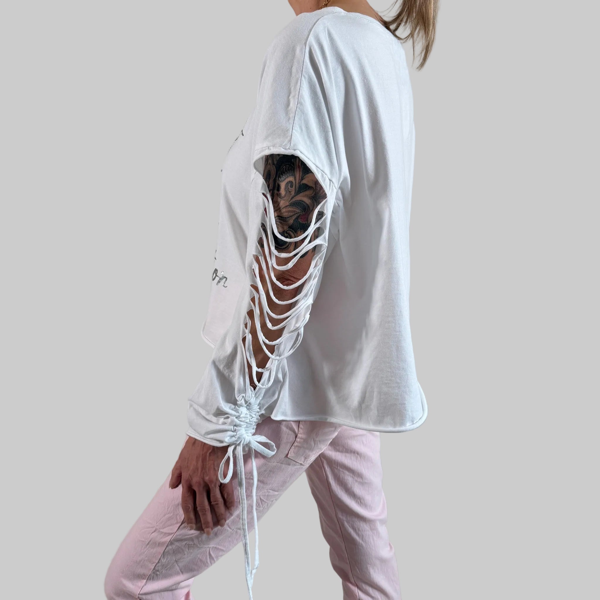 Langarmshirt Schnüroptik - Farbauswahl