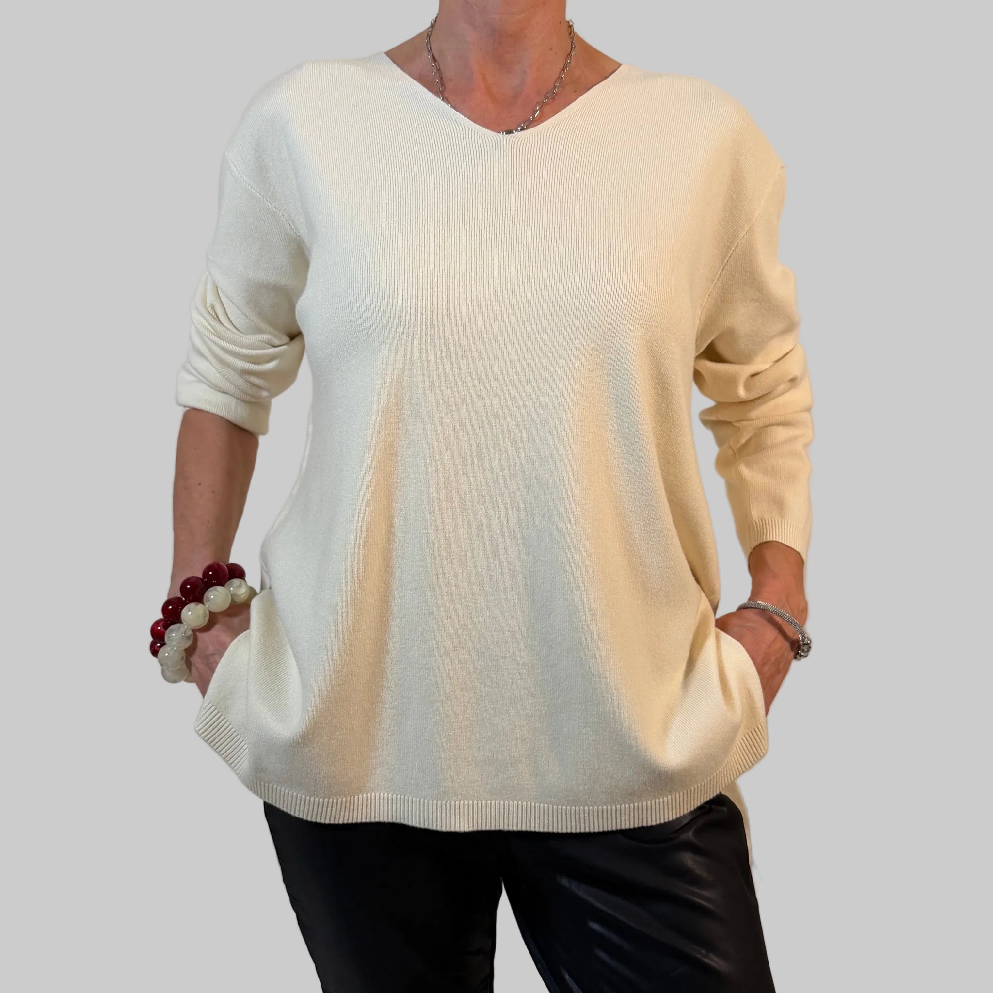 V-Feinstrickpullover