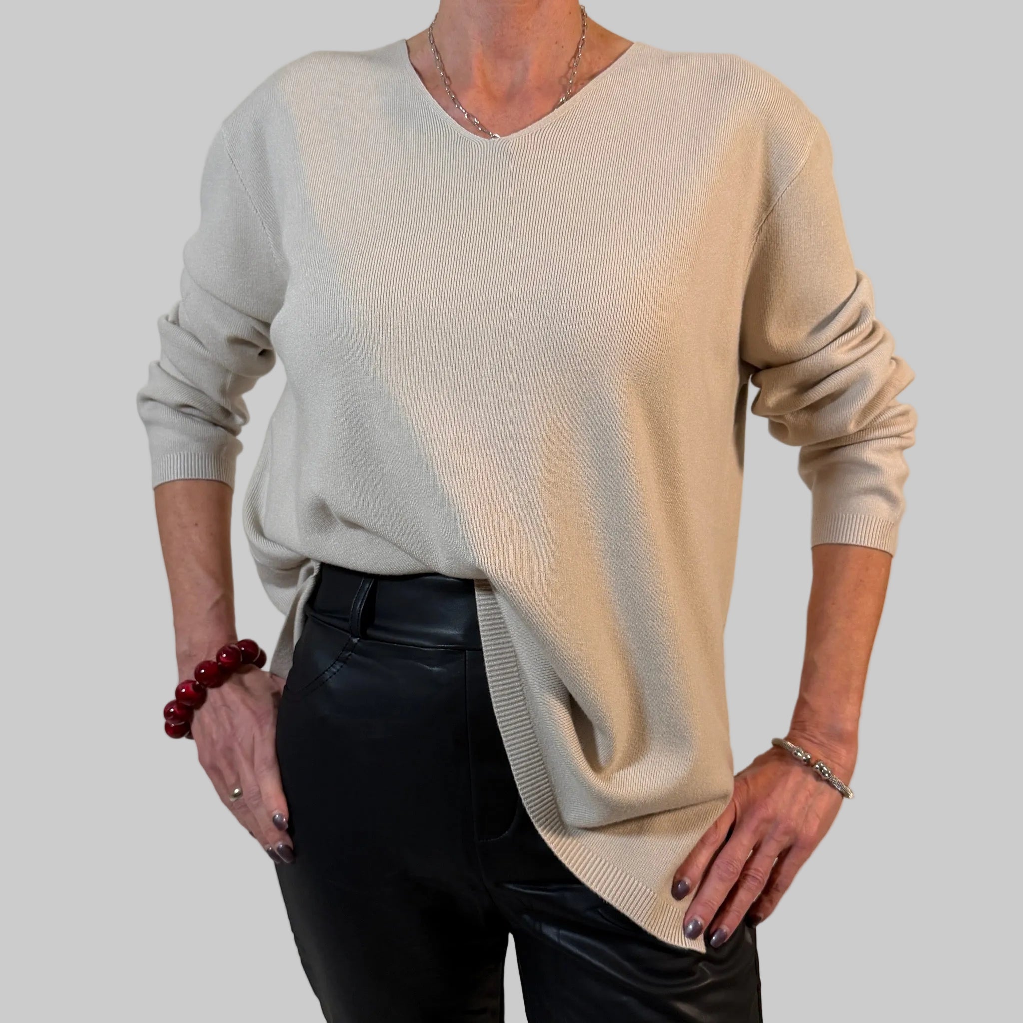 V-Feinstrickpullover