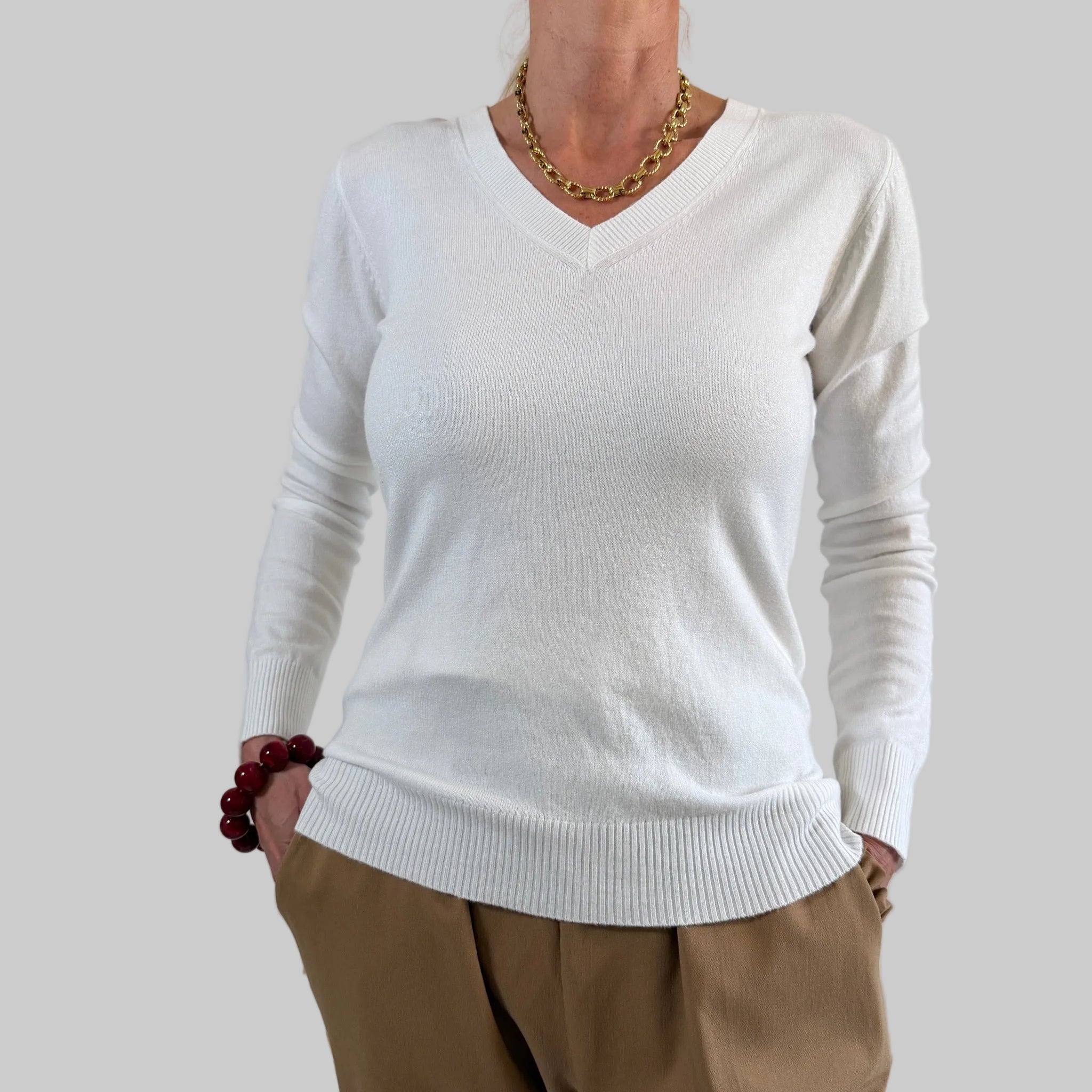 V-Feinstrickpullover - Slim Fit