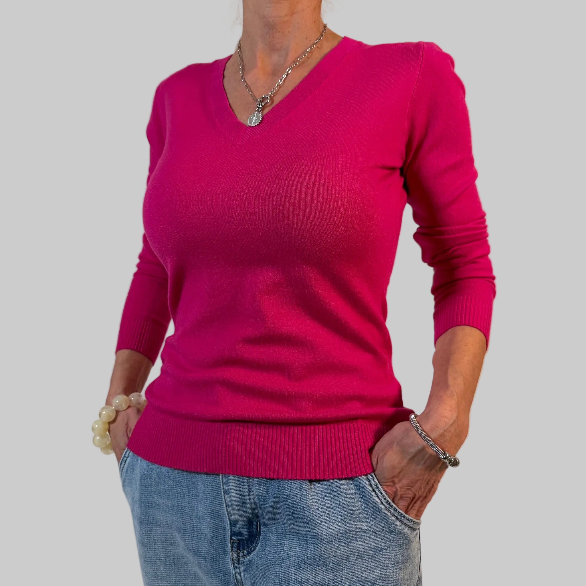 V-Feinstrickpullover - Slim Fit
