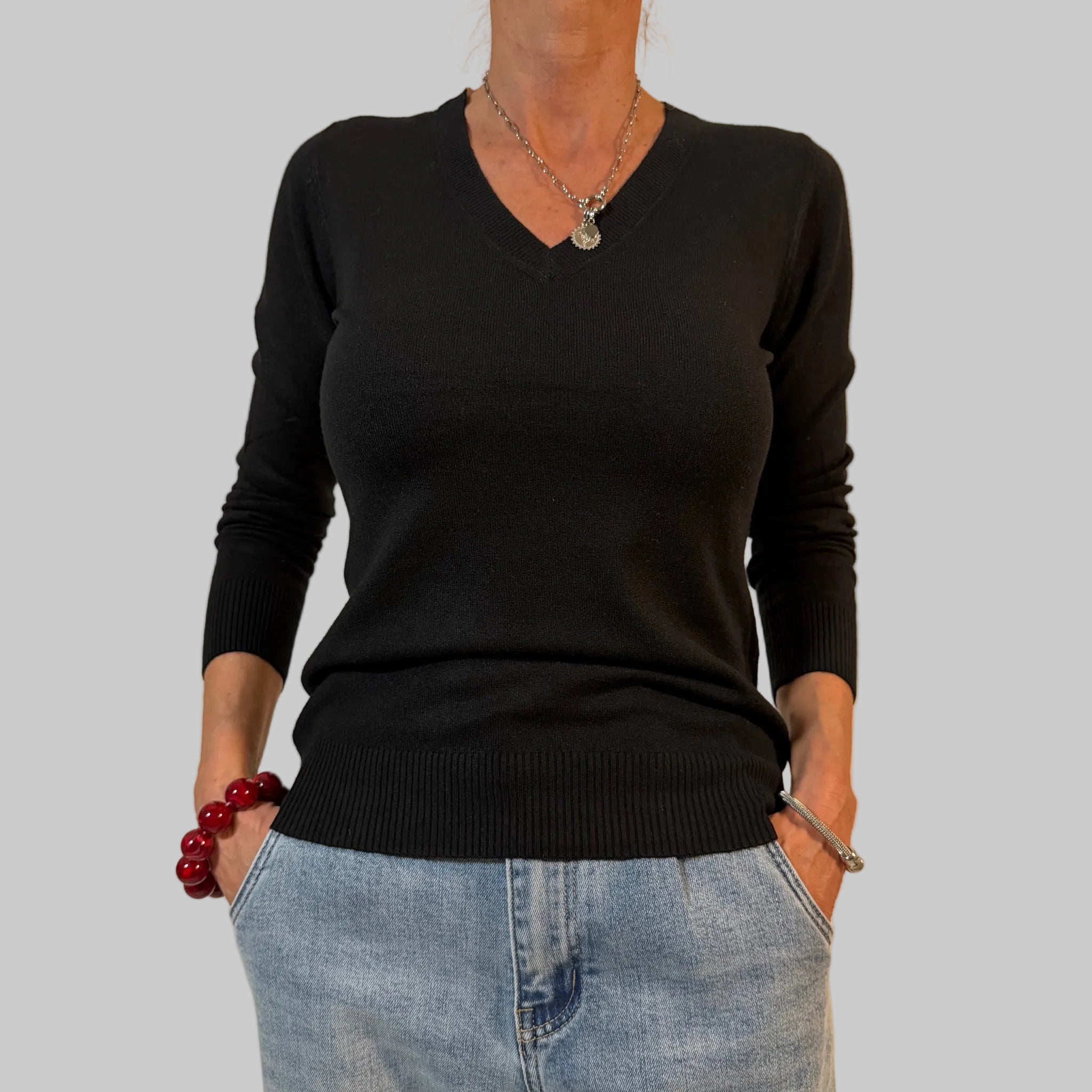 V-Feinstrickpullover - Slim Fit