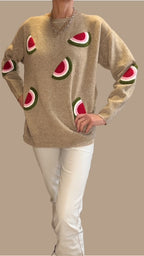 Strickpullover mit Melonendetails