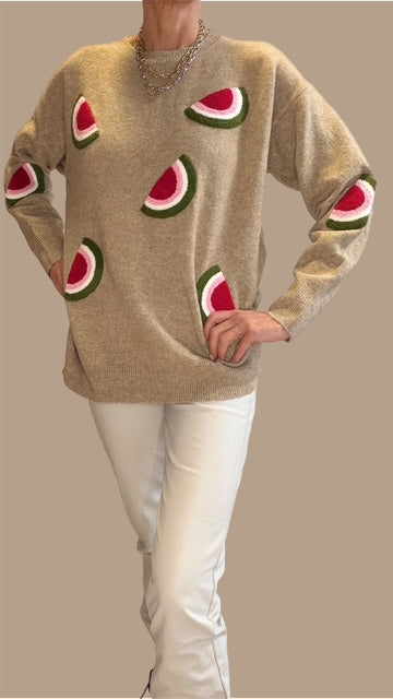 Strickpullover mit Melonendetails